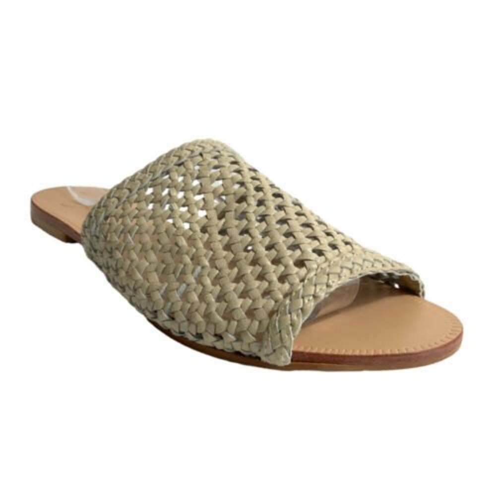 42 Gold Leather Begonia Open-toe Slide Sandals Cream 8